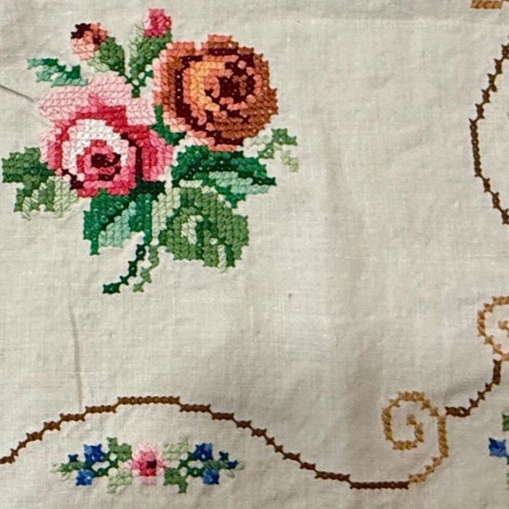Pair of vintage embroidered runners